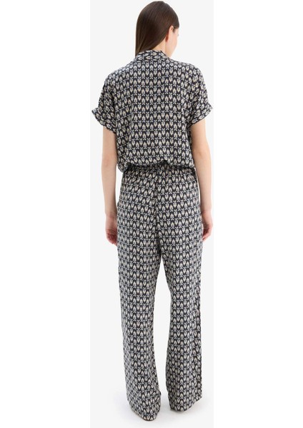 Regular Fit Desenli Esnek Belli Düz Paça Pantolon D8844AX25SP