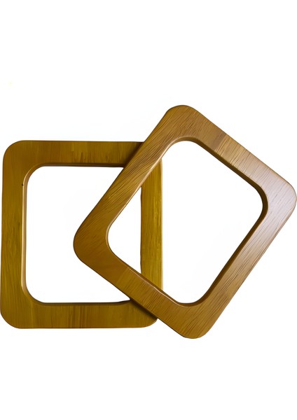 Elegant Ahşap Çanta Sapı Kare Model 13 cm AH13