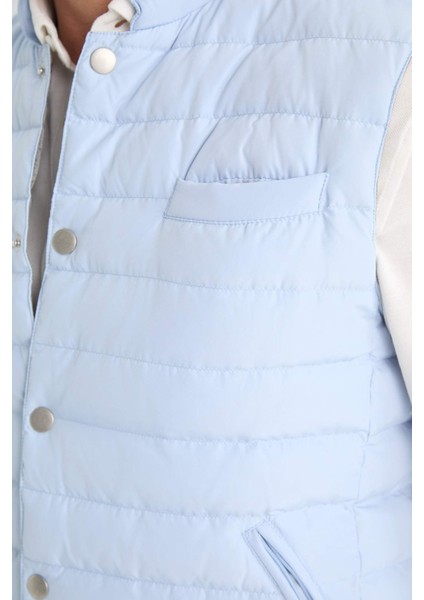 Slim Fit Dar Kesim Çıtçıt Kapamalı Kaz Tüyü Yelek E6420AX25SP