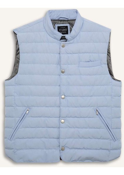 Slim Fit Dar Kesim Çıtçıt Kapamalı Kaz Tüyü Yelek E6420AX25SP