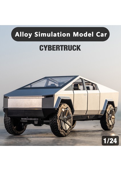 1:24 Cybertruck Pickup Gümüş Alaşım Araba Kamyon Modeli Dietruck Metal Off-Road Araçlar Modeli Simülasyon Işıkları Ses Işık Çocuk Oyuncak (Yurt Dışından) fiyatları