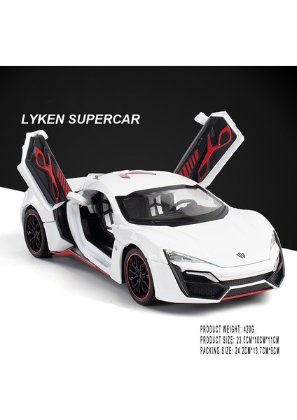 1/24 Lykan Hiper Spor Araba Alaşım Geri Çekin Araba Modeli Ses ve Işık Oyuncak Arkadaş Boys Için Hobi Modeli Süsler Hediye Toplamak (Yurt Dışından)