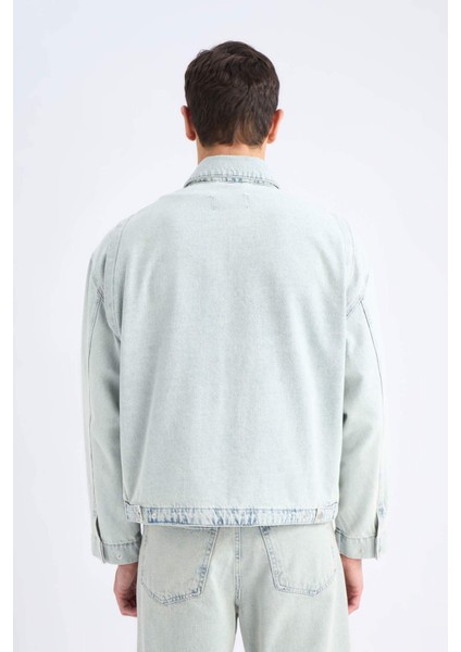 %100 Pamuk Relax Fit Fermuarlı Mevsimlik Baharlık Denim Ceket D8311AX25SP