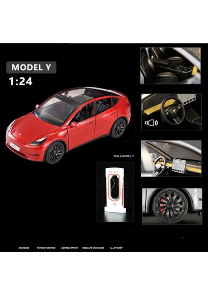 1:24 Tesla Roadster Modelı Y Model 3 Tesla Model S Alaşım Oyuncak Araba Ses Işığı Çocuk Oyuncağı Koleksiyon Doğum Günü Hediyesi (Yurt Dışından)