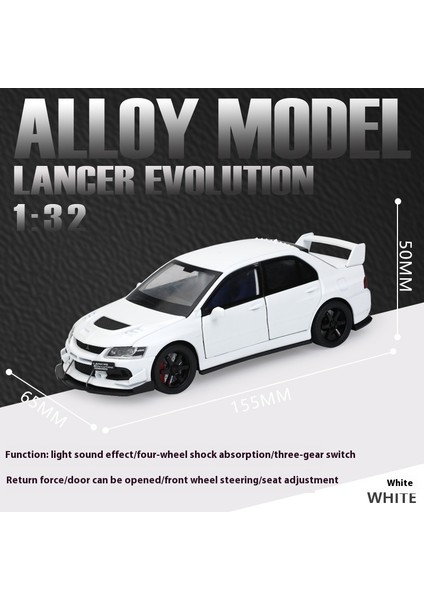 Jdm 1:32 Mitsubishi Lancer Evolution Dokuzuncu Nesil Süper Yarış Metal Alaşım Pres Döküm Model Araç Ses ve Işık Sağ Dümen Hediye (Yurt Dışından)