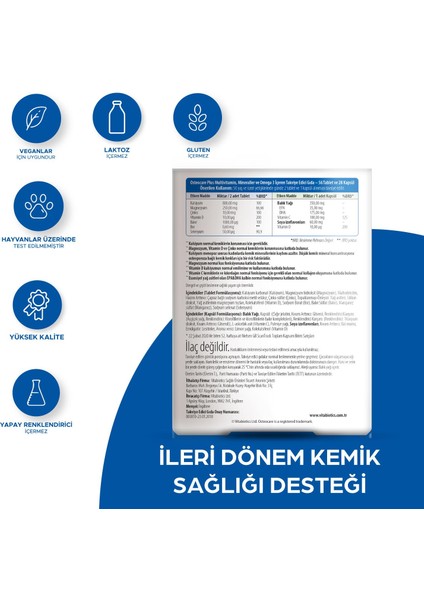 Plus Omega-3, Kalsiyum,Magnezyum,D ve C Vitamini İçeren Kemik Sağlığı Vitamini 28 Tablet-28 Kapsül fiyatları