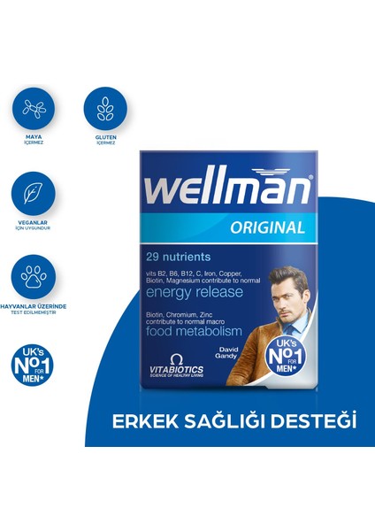 Vitabiotics Wellman Original Erkekler İçin Takviye Edici Gıda 30 Tablet