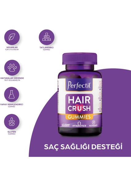At Kuyruğu Ekstresi, Koenzim Q10, Biotin İçeren Saç Sağlığı Vitamini 60 Gummies