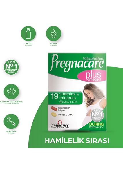Plus Omega 3,Folik Asit, B12, Demir İçeren Hamilelik Dönemi Destek Vitamini 28 Tablet-28 Kapsül