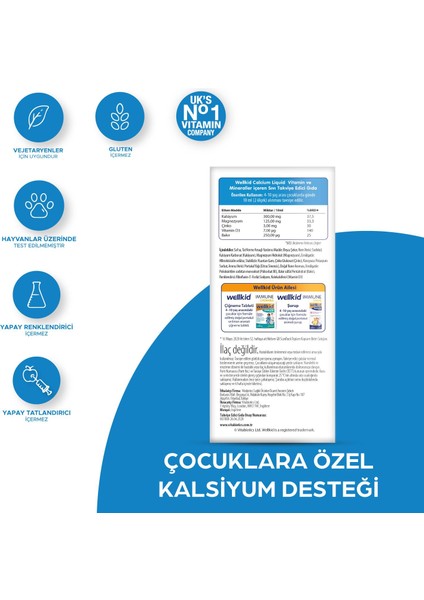 Kalsiyum,Magnezyum,Çinko, D Vitamini İçeren Çocuklara Özel Kemik Sağlığı Vitamini 150 ml fiyatları