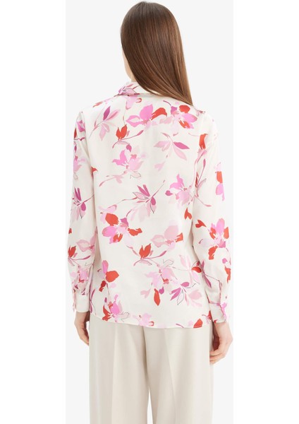 Oversize Geniş Kalıp Desenli Saten Uzun Kollu Gömlek T6892AZ25SP
