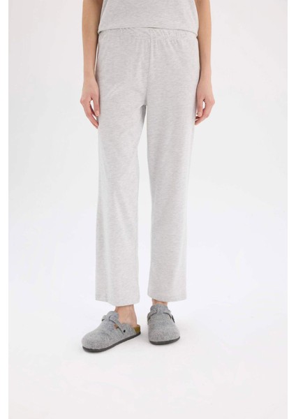Pijama Takımı Bisiklet Yaka Kısa Kollu Üst Beli Lastikli Uzun Alt-Fall in Love E5820AX25SP