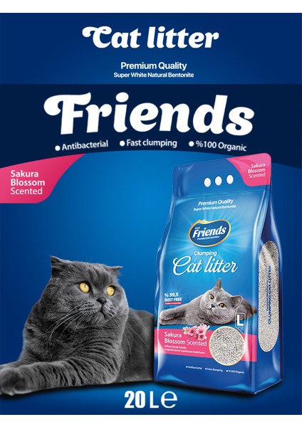 Sakura Çiçek Kokulu Topaklaşan 20 Litre Kedi Kumu
