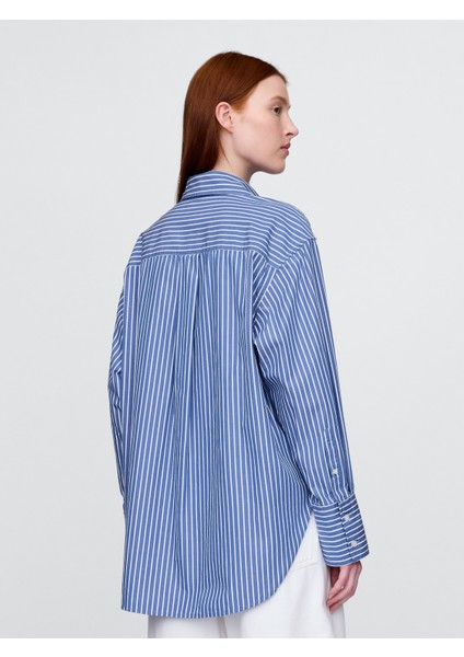 Kadın Mavi Poplin Big Gömlek fırsatları