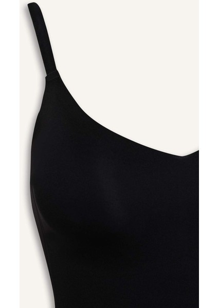 Çıkarılabilir Pedli Siyah Bodysuit Korse-Fall in Love E4743AX25SM
