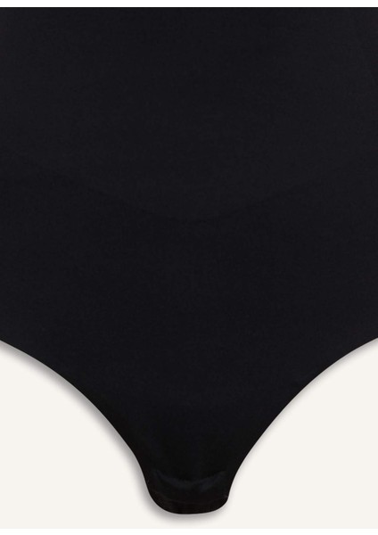 Çıkarılabilir Pedli Siyah Bodysuit Korse-Fall in Love E4743AX25SM