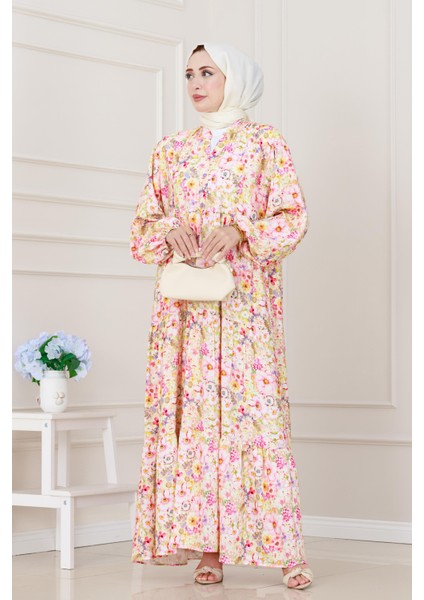 Lilyum Çiçekli Elbise-Pembe modelleri