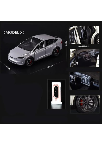 1:24 Tesla Roadster Modelı Y Model 3 Tesla Model S Alaşım Oyuncak Araba Ses Işığı Çocuk Oyuncağı Koleksiyon Doğum Günü Hediyesi (Yurt Dışından)
