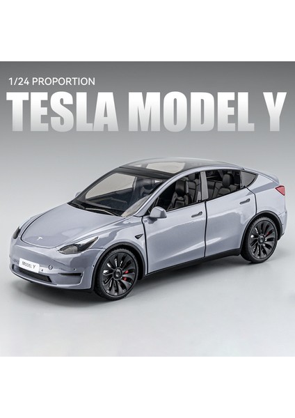 Yeni 1:24 Teslas Model Y Model 3 Şarj Yığını ile Alaşım Araba Döküm Oyuncak Araba Modeli Ses ve Işık Çocuk Koleksiyon Hediye (Yurt Dışından)
