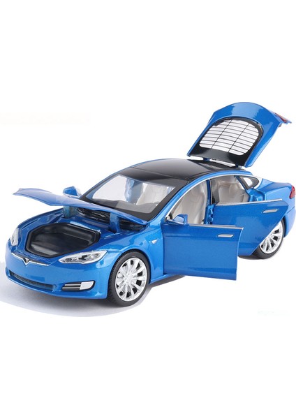 1/32 Alaşım Döküm Tesla Model S P100D Sedan Model Oyuncak Araba 6 Kapı Ses Işığı Geri Çekin Salon Oyuncak Araç Hediyeler Için (Yurt Dışından)