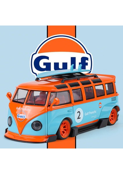 1:24 Volkswagen T1 Otobüs Körfez Yağı Martini Low Ride Geniş Gövde Modifiye Alaşım Metal Pres Döküm Model Araba Ses ve Işık Hobi Hediyeler Çocuk (Yurt Dışından) modelleri