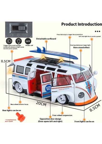 1:24 Volkswagen T1 Otobüs Körfez Yağı Martini Low Ride Geniş Gövde Modifiye Alaşım Metal Pres Döküm Model Araba Ses ve Işık Hobi Hediyeler Çocuk (Yurt Dışından) fırsatları