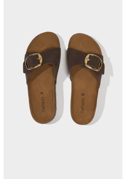 Kadın Düz Taban Tek Bantlı Suni Deri Terlik