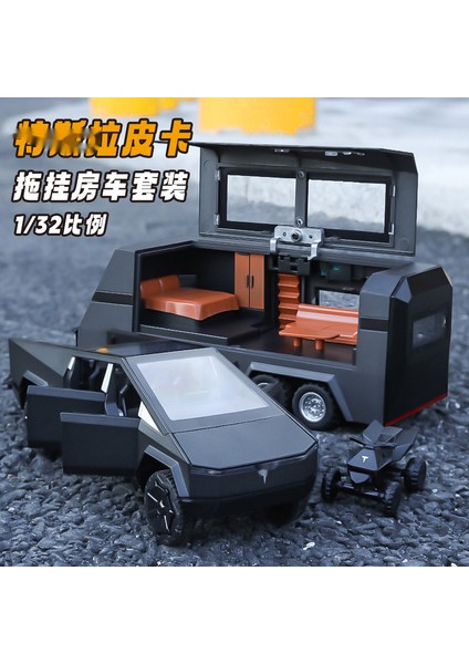 1/32 Tesla Cybertruck Pikap Alaşım Araba Modeli Döküm Off-Road Araçlar Kamyon Araba Modeli Ses Işığı Çocuk Oyuncakları Bavul ile Hediye (Yurt Dışından)