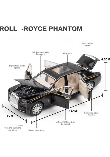 1:32 Rolls Phantom Phantom Alaşım Luxy Model Araba Metal Döküm Araç Ses ve Işık Geri Çekin Oyuncak Merkezi Kontrol Süsler Hediye (Yurt Dışından) modelleri