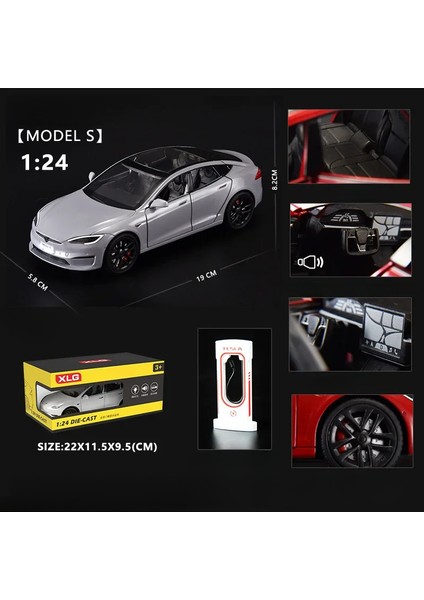 1:24 Tesla Model S Minyatürleri Simülasyon Alaşım Metal Pres Döküm Model Araba Ses ve Işık Oyuncak Arabalar Çocuklar Için Erkek Arkadaşı Için Hediyeler C270 (Yurt Dışından)