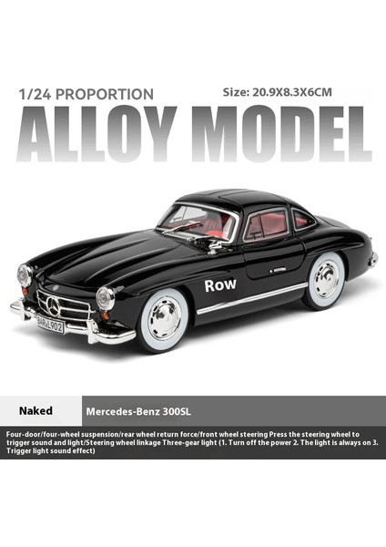 1:24 Mercedes-Benz 300SL Klasik Araba Alaşım Pres Döküm Model Araç Ev Iç Dekorasyon Süsler Ses ve Işık Hediye Toplamak C361 (Yurt Dışından)