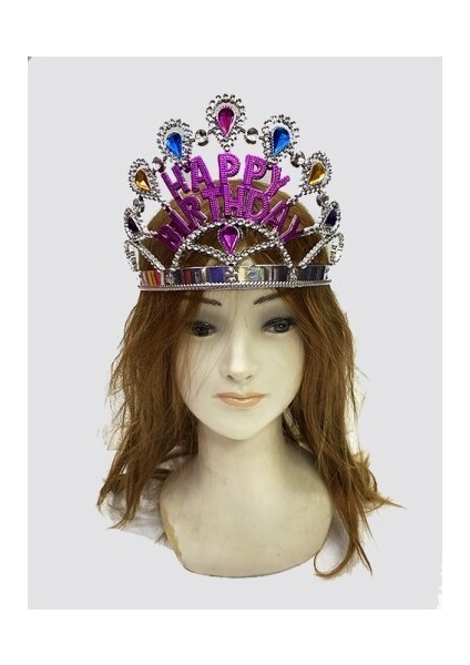 Gümüş Renk Happy Birthday Yazılı Doğum Günü Tacı fiyatları