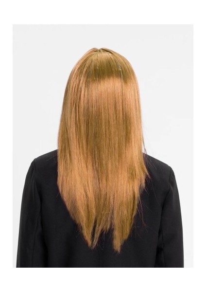 Altın Renk Düz Kesim İçi Astarlı Uzun Parti Peruğu