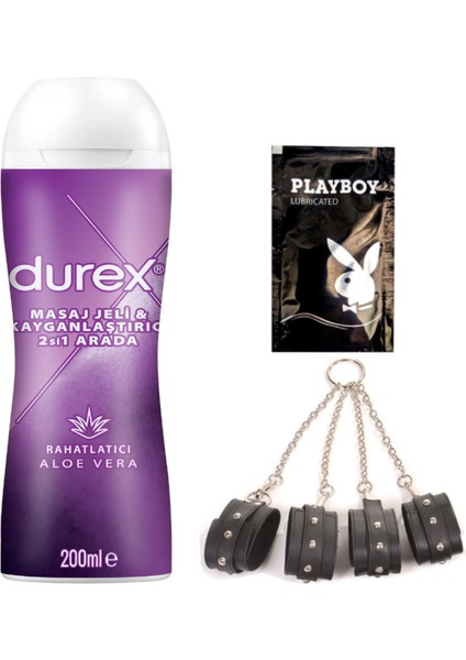 Aloe Vera 2'si 1 Arada Masaj & Kayganlaştırıcılı Jel + Siyah Deri El ve Ayak Kelepçesi + Hediye