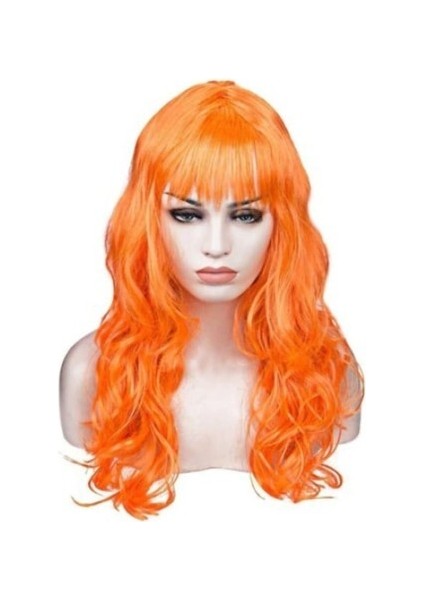Turuncu Renk Astarlı Dalgalı Kesim Parti Peruğu fiyatları