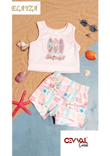 Fırfırlı Fiyonklu Kız Çocuk Ikili Mayo Set - Bikini Takımı