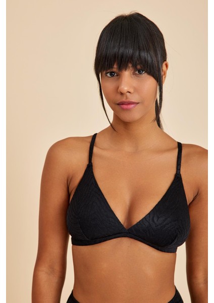 Bali Siyah Dolgusuz Pedli Üçgen Bikini Üst