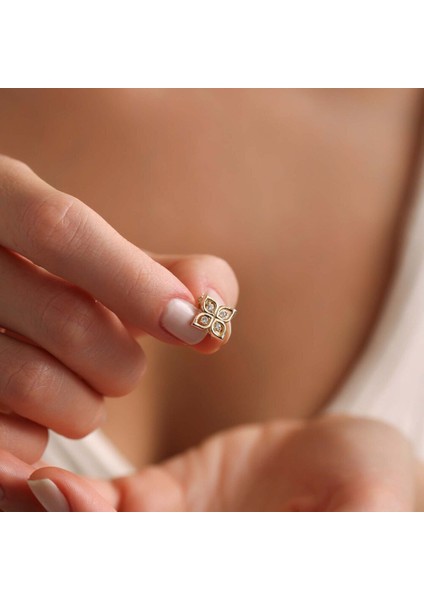 14 Ayar Yonca Charm Uç ( Bilezik ) 1,0 cm