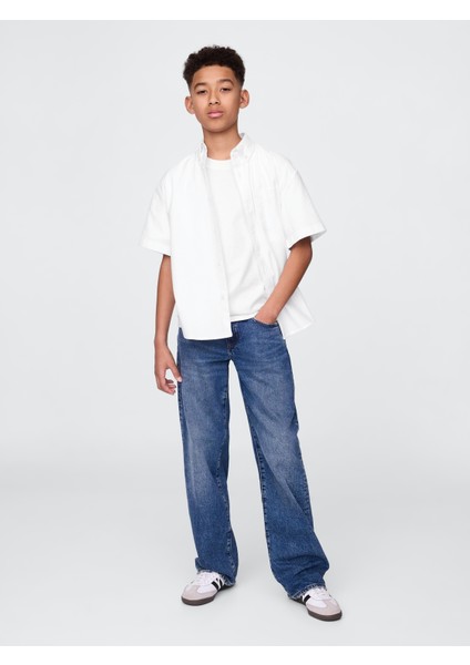 Erkek Çocuk Beyaz Relaxed Oxford Gömlek modelleri