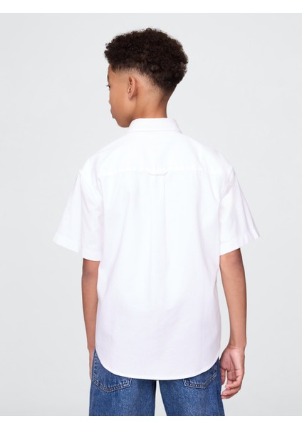 Erkek Çocuk Beyaz Relaxed Oxford Gömlek fırsatları