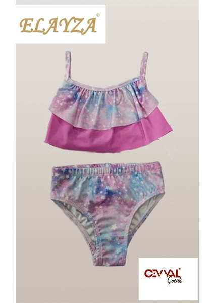 Fırfırlı Fiyonklu Kız Çocuk Ikili Mayo Set - Bikini Takımı