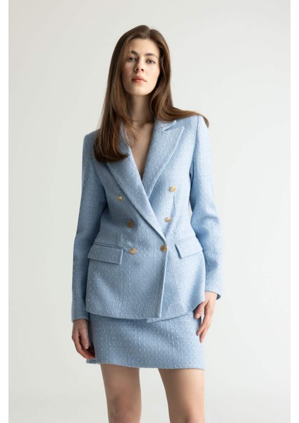 Fitted Ceket Yaka Tweed Blazer Ceket modelleri