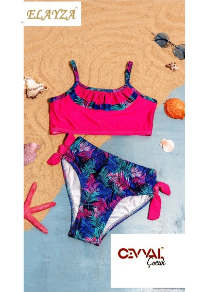 Fırfırlı Fiyonklu Kız Çocuk Ikili Mayo Set - Bikini Takımı
