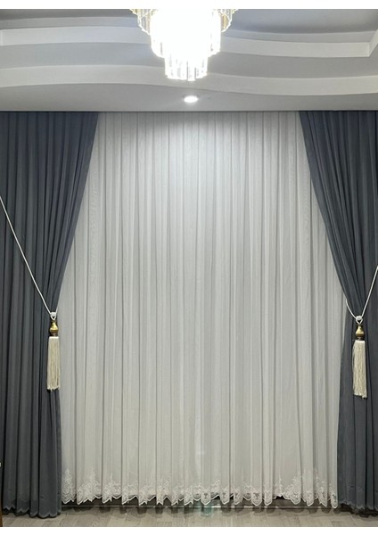 Sık Pileli 1/3 File Tül Kanat Perde + 1/3 Sık Pileli Tül Perde + Aksesuar Dahil Kampanya 3 Metre Tül 2 Adet Kanat