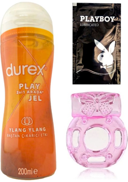 Play 2si1 Arada Ylang Ylang Baştan Çıkartmaya & Kayganlaştırmaya Jel 200 ml + Penisinize Titreşimli Halka + Hediye