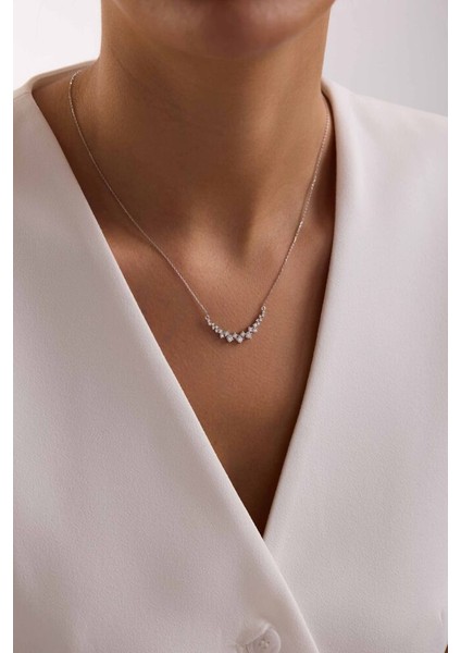 Beyaz Altın Kolye Trendy Form New