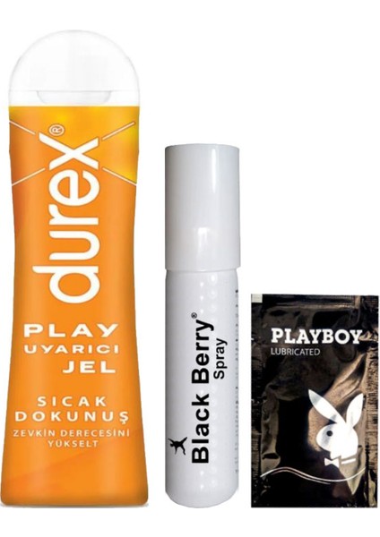 Play Sıcak Dokunuş Bay Bayan Uyarıcılı Jel 100 ml + Black Berry Geciktiricisprey + Hediye