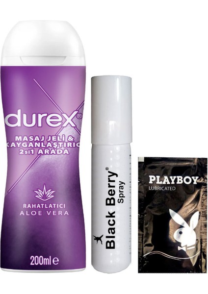 Aloe Vera 2'si 1 Arada Masaj & Kayganlaştırıcılı Özellikli Jel + Black Berry Geciktiricisprey + Hediye