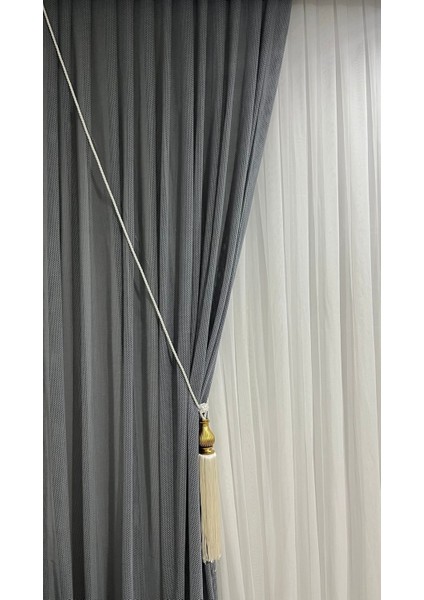 Sık Pileli 1/3 File Tül Kanat Perde + 1/3 Sık Pileli Tül Perde + Aksesuar Dahil Kampanya 3 Metre Tül 2 Adet Kanat