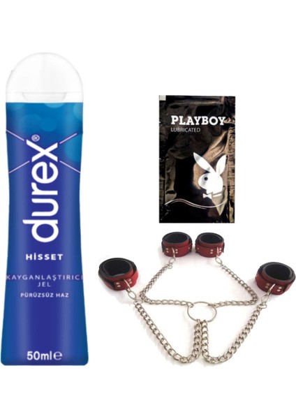 Hisset Pürüzsüz Hazlar 50 ml Jel + Kırmızı Deri El ve Ayak Kelepçesi + Hediye